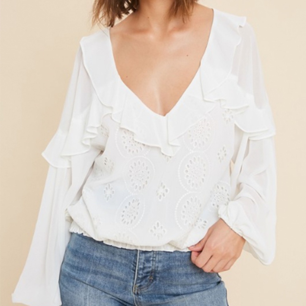 Marbella Cream Ruffle Blouse